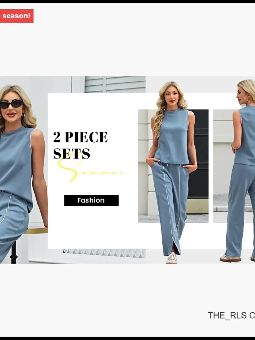 Polyester Blend Mock Neck Sleeveless Tank Top Wide Leg Pants Matching Set